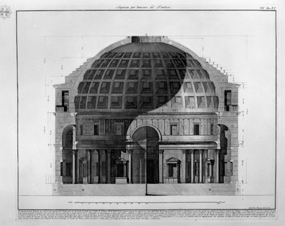 Doorsnede van het Pantheon door Francesco Piranesi